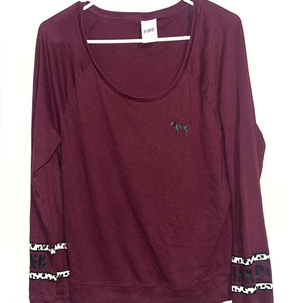 Women's VSPINK Burgundy Long Sleeve Top